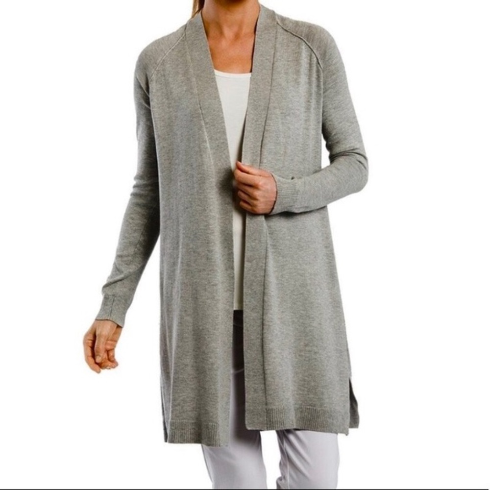 Gray open front cardigan